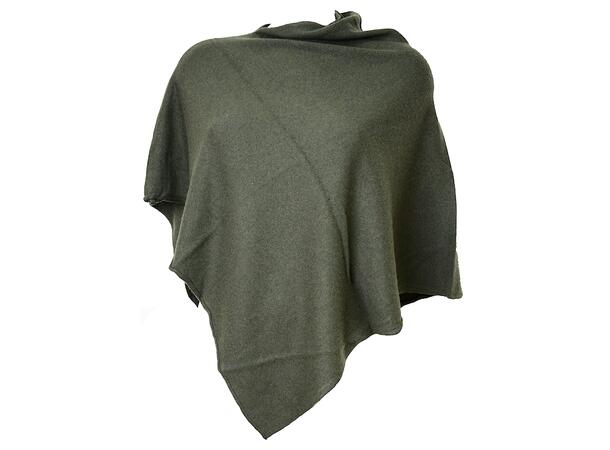 Dame Poncho ensfarget 60x60 mørkegrønn 